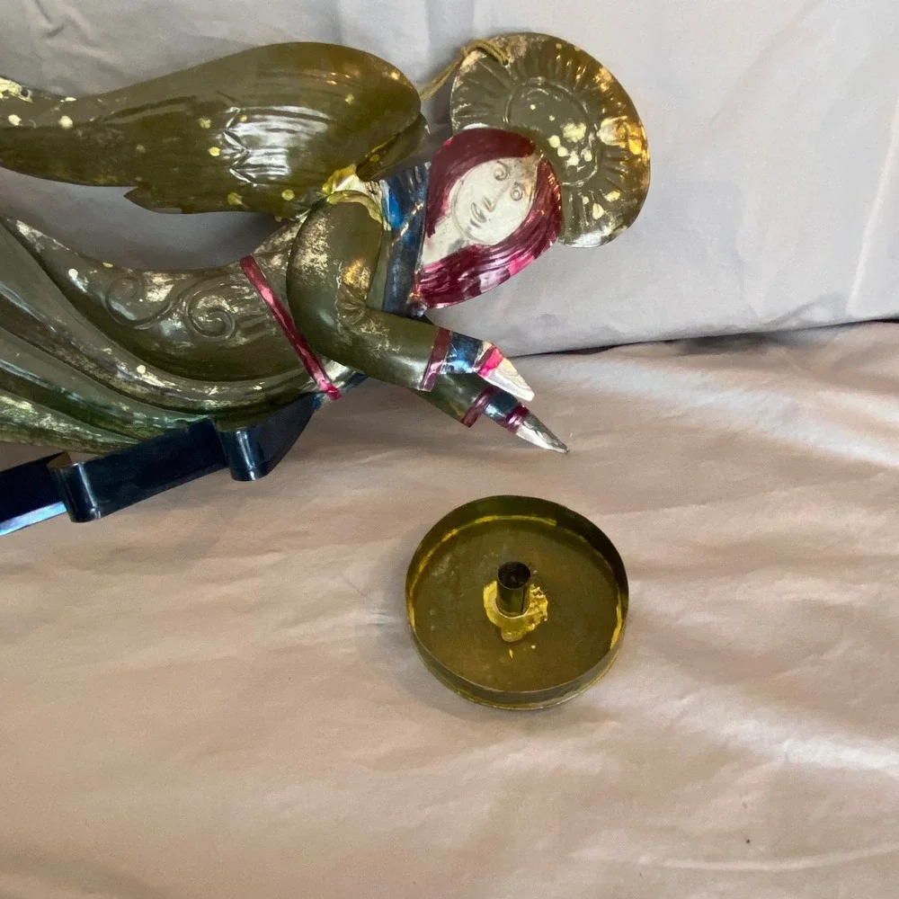 Vintage Angel Christmas Austen Display Hanging Candle Holders Set of 2 Gold Tone